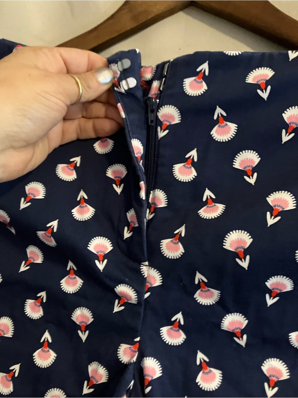 Boden Navy Pant with Pink Motif - Picture 4 of 9